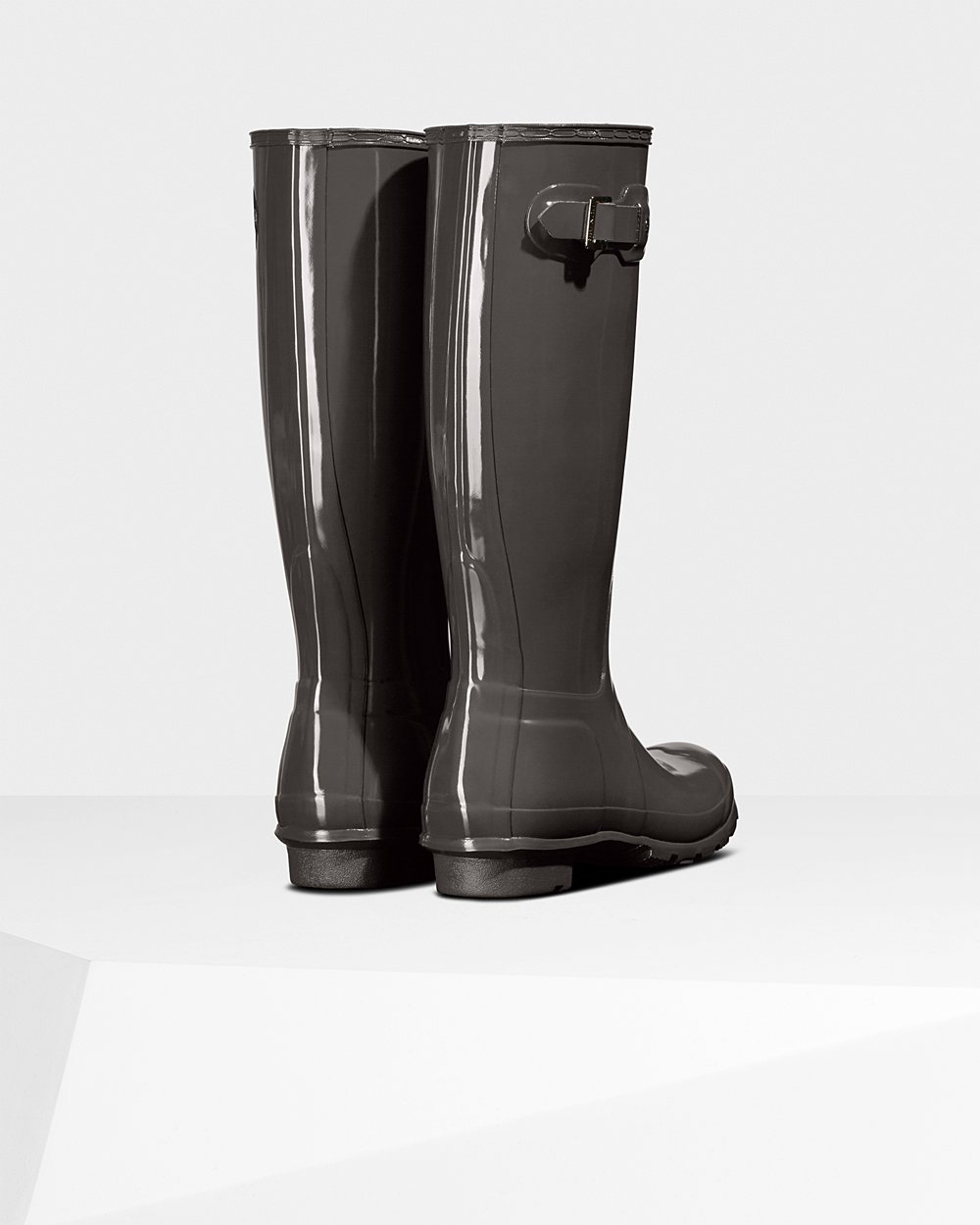 Bottes Hautes de Pluie Hunter Original Gloss Femme Grise ZUNGBIH-91